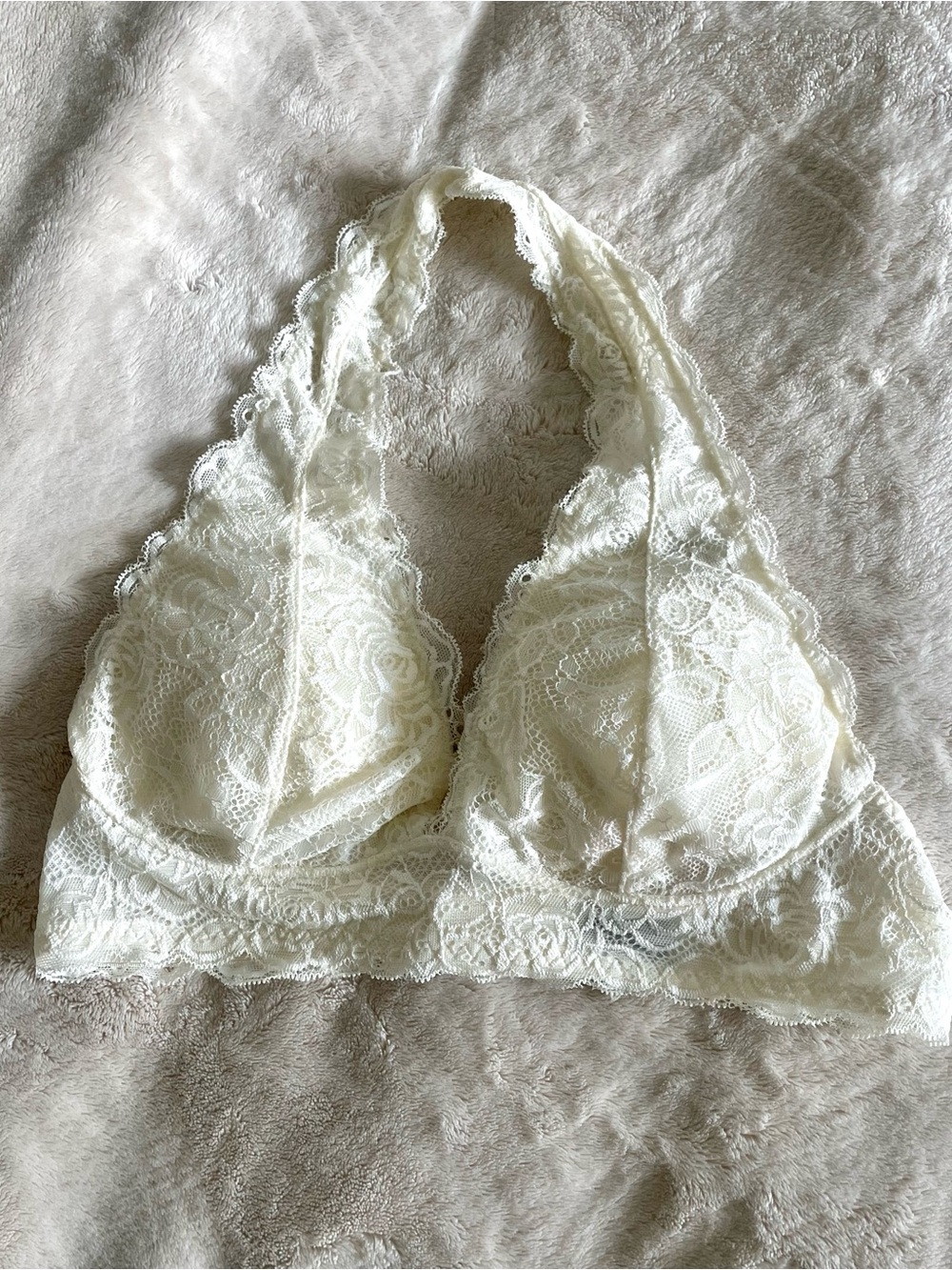 Lace Halter Bralette - Cream